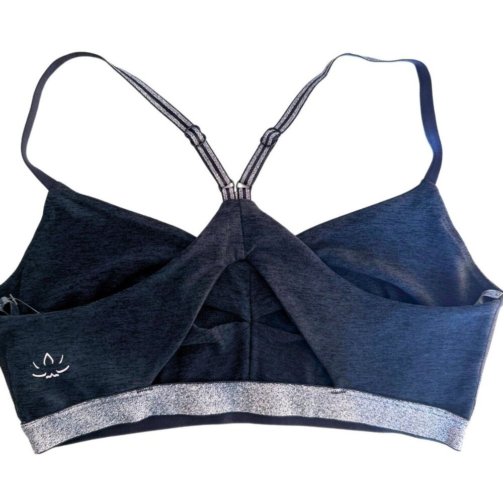 BEYOND YOGA Dark Grey Shine On Spacedye Sparkly Sports Bra Size Large NEW - Picture 3 of 5